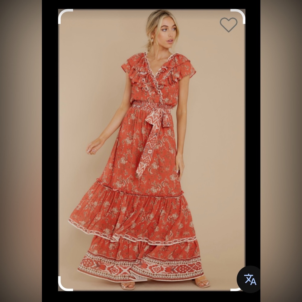 Aura Boho Floral Ruffle Maxi Dress NWT